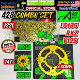 LC135 / RXZ / Y125 / LAGENDA110 AJI Racing 428 Sprocket Gold Combo Set With Chain 32T - 46T 428H Spoket Front 14T 15T -By Sea Courier Method 🚢📦