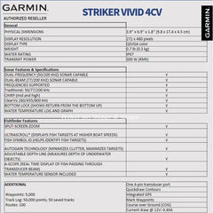 Garmin Striker Vivid 4CV - CHIRP Marine GPS & ClearVü Sonar c/w GT20-TM transducer- By AIR Courier Method🛫