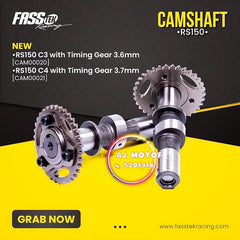 RS150 V1-V3 FASSTEK RACING CAMSHAFT 3.3MM C2 3.6MM C3 3.7MM C4 WITH TIMING GEAR HONDA RS RS150 HIGH LOW CAM HEAD BLOCK -By Sea Courier Method 🚢📦