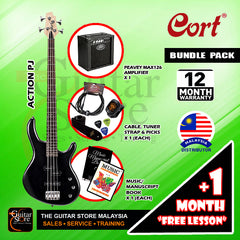 Cort Action PJ Bass Guitar Bundle Package with Peavey Max126 Amplifier plus Accessories and 1 Month Free Lesson -By Sea Courier Method 🚢📦