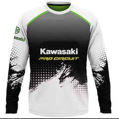 Kawasaki Motorcycle Racing Team Men Colourful T-shirt Long Sleeve Spring And Autumn Men Tee Shirts 2024 New Sports Streatwear Style Children Clothes Tops -By Sea Courier Method 🚢📦