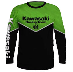 Kawasaki Motorcycle Racing Team Men Colourful T-shirt Long Sleeve Spring And Autumn Men Tee Shirts 2024 New Sports Streatwear Style Children Clothes Tops -By Sea Courier Method 🚢📦