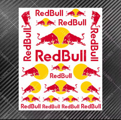 Vinyl Red Bull Stickers Logo Motorcycle Helmet Tank Decal Set -By Sea Courier Method 🚢📦