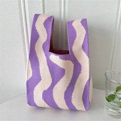 New Striped and Knitted Women Handbag