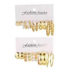 10-Piece Geometric C Alloy Earrings Set