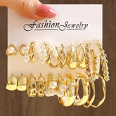 10-Piece Geometric C Alloy Earrings Set