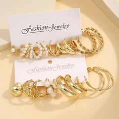 10-Piece Geometric C Alloy Earrings Set