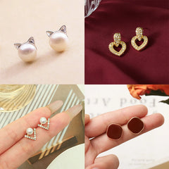 Retro Wine Red Pearl Earrings