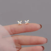 Women's Mini Candy Flower Stud Earrings Hypoallergenic Gold