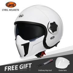 2024 Retro Motorcycle Helmet - Dual Visor 3/4 Open Face