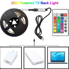 LED strip RGB with 24-key remote control SMD 5050 color variable TV background light USB power supply 30led/mDc5V flexible strip 5M -By Sea Courier Method 🚢📦