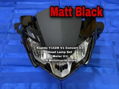 Y15ZR V1 Convert V2 Head Lamp Set Meter V1 Kepala V2 Facelift Rapido Matt Black -By Sea Courier Method 🚢🎁