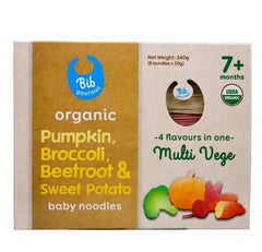 Bib Gourmet Organic Pumpkin, Broccoli, Beetroot & Sweet Potato Baby Noodles (30g x 8) -By Sea Courier Method 🚢📦