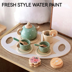 Wooden Toys Tea Set Toys for Kids Dessert Cup Dessert Tray Pretend Play Food Simulation Toys Boy Girl Gift -By Sea Courier Method 🚢📦