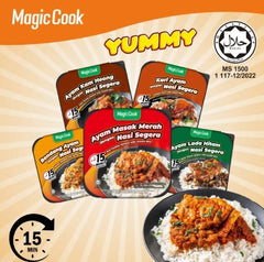 Magic Cook Halal ready to eat Rendang/Ayam Masak Merah/Lada Hitam Self-Heating Rice | Sedap Senang | Segera Nasi Makanan Instant rice /sedia untuk dimakan -By Sea Courier Method 🚢📦