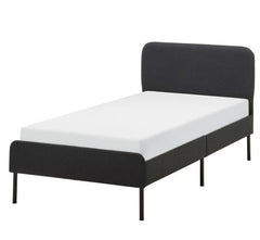 SLATTUM Upholstered bed frame, Vissle dark grey, 90x200 cm