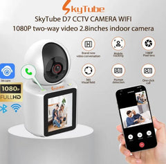 Smart Wifi Security Camera With Screen 1080P Cell Phone Video Two-Ways 2.8 In IPS Screen 360° Rotation Support 128G TF Card IR Night vision Motion Detection -By Sea Courier Method 🚢📦