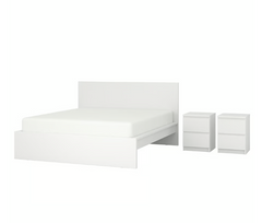 MALM Bedroom furniture, set of 3, white, 150x200 cm
