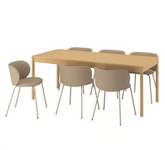 TONSTAD / KRYLBO Table and 6 chairs, oak veneer/Tonerud dark beige, 200x85 cm