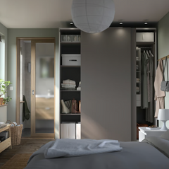PAX / HASVIK Wardrobe, dark grey/dark grey, 200x66x236 cm