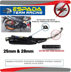 DHC- Flashmotor ESPADA STD RACING EXHAUST E4 25MM 28MM Wave125 fi Wave125 Wave110 FUTURE 125 DASH 110 125 Wave Alpha -By Sea Courier Method 🚢📦