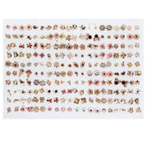 100 Pairs Colorful Rhinestone Stud Earrings Set