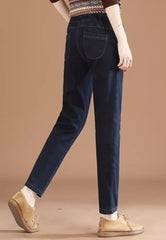 Elastic Waist Warm Jeans (Plus Cashmere)