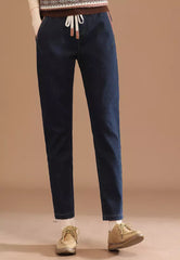 Elastic Waist Warm Jeans (Plus Cashmere)