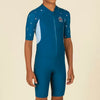 Boy’s Wetsuit Shorty 100 Short Sleeve Navy Blue/Blue