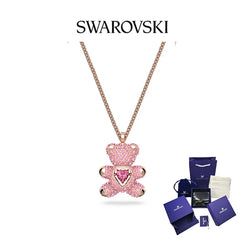 144 Swarovski Necklace TEDDY TEDDY Bear Necklace Ladies Necklace Gift Swan Necklace Silver Necklace Non-Fade Necklace Crystal Jewelry Moissanite Necklace Christmas -By Sea Courier Method 🚢📦