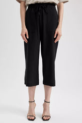 High Waist Wide Leg Linen Blend Capri