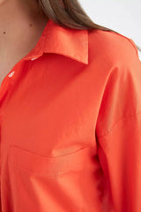 Oversize Fit Poplin Long Sleeve Cotton Shirt