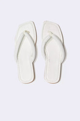 Faux Leather Flat Sole Flip flops