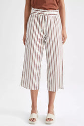 Striped Crop Linen Pants