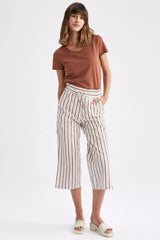 Striped Crop Linen Pants