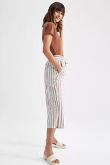 Striped Crop Linen Pants