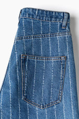 Crease-leg denim trousers