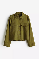 Linen-blend utility shirt