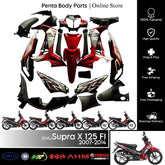 DHC- MERAH HIJAU Full Set Body Cover Honda Supra X 125 (KVL) - Full Body Supra X 125 Batman Plus Lights and Bolts 2007 - 2014 Black White Red Greenbiru -By Sea Courier Method🚢📦