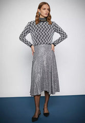 Melis Ağazat x KOTON Sequin A-Line Midi Skirt