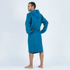 Men’s compact microfibre pool bathrobe with hood dark blue