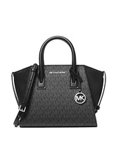 Michael Kors AVRIL SM TZ ZATCHEL PVC Cow Leather Large Women's Shoulder Handbag 35F1S4VM2B BLACK