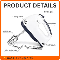 7 Speed Electric Egg Beater Hand Mixer Stainless Steel Chrome Dough Flour Baking Whisk Mesin Pengadun Tepung ( HE-133 ) -By Sea Courier Method 🚢📦