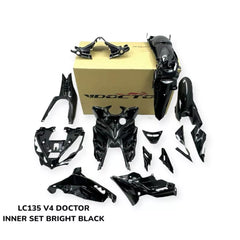 Original Doctor Yamaha LC135 V4 V5 V6 V7 Inner Full Set Cover Glossy Black kilat Colour (13 ITEM ) -By Sea Courier Method 🚢📦