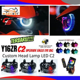 DHC- YAMAHA Y16 Y16ZR HEAD LAMP LED C2 CUSTOM APP MAGIC BOY EAGLE EYE DESIGN with REMOTE CONTROL APP & TAIL LAMP LED Signal -By Sea Courier Method 🚢📦