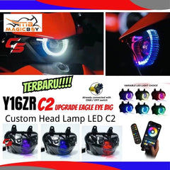 DHC- YAMAHA Y16 Y16ZR HEAD LAMP LED C2 CUSTOM APP MAGIC BOY EAGLE EYE DESIGN with REMOTE CONTROL APP & TAIL LAMP LED Signal -By Sea Courier Method 🚢📦