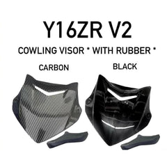 YAMAHA Y16 Y16Z Y16ZR 155 ABS (VERSION 2) V2 WINDSHIELD COWLING CAP VISOR CAP KEPALA VISOR + RUBBER CARBON FIBER BLACK -By Sea Courier Method 🚢📦