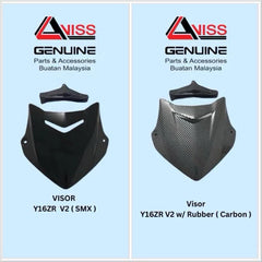 YAMAHA Y16 Y16Z Y16ZR 155 ABS (VERSION 2) V2 WINDSHIELD COWLING CAP VISOR CAP KEPALA VISOR + RUBBER CARBON FIBER BLACK -By Sea Courier Method 🚢📦