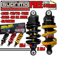 100% ORIGINAL SUPRIMO ADJUSTABLE MONOSHOCK LC135 V1 - V8 Y15 Y16 Y125Z FZ150 RS150 EGO SOFT HARD ABSORBER -By Sea Courier Method 🚢📦