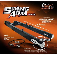(FREE BRAKE HOSE) magicboy swing arm mb03 +3inch +2inch RS150 RSX150 with cnc chain adjuster -By Sea Courier Method 🚢📦